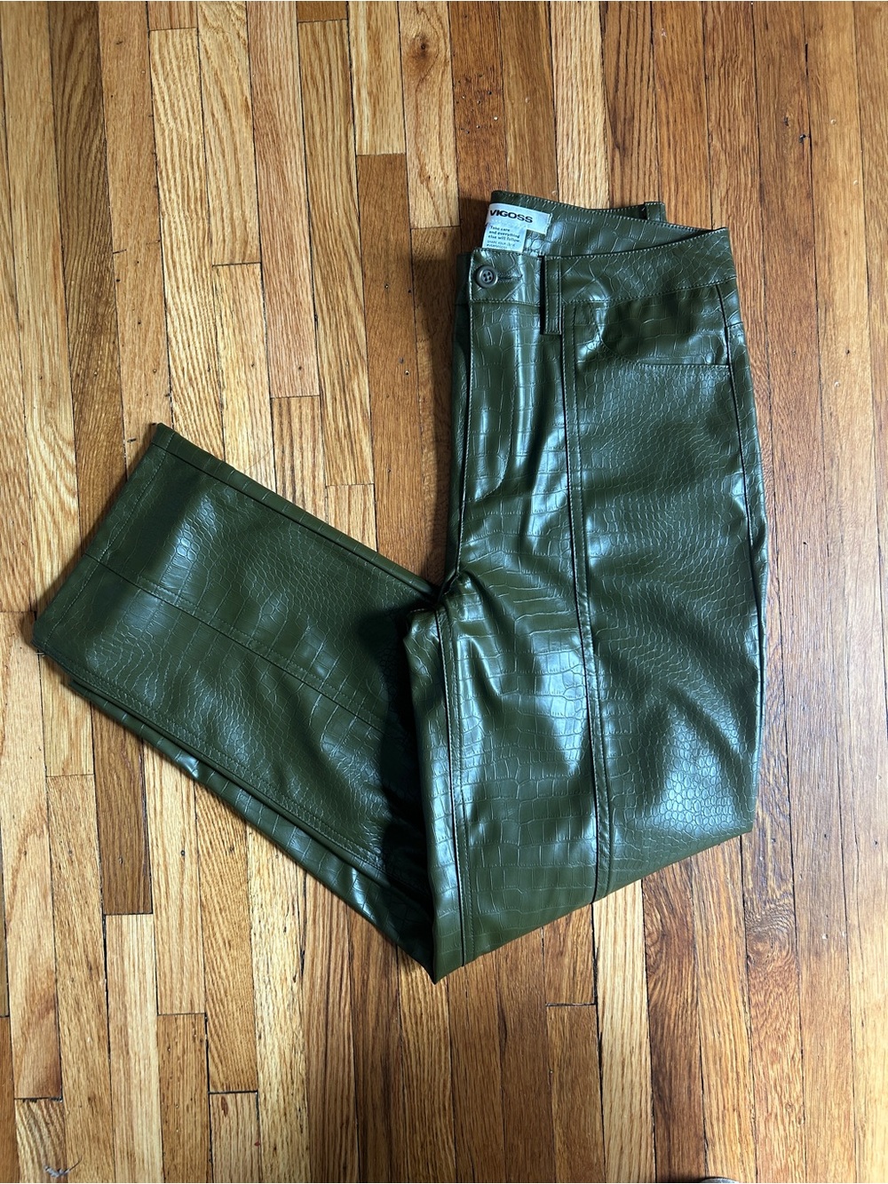 Vigoss Olive Faux Croc Waistband Pants